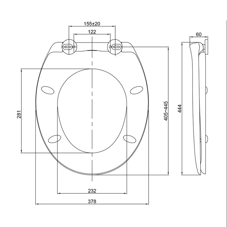 soft close toilet seats size